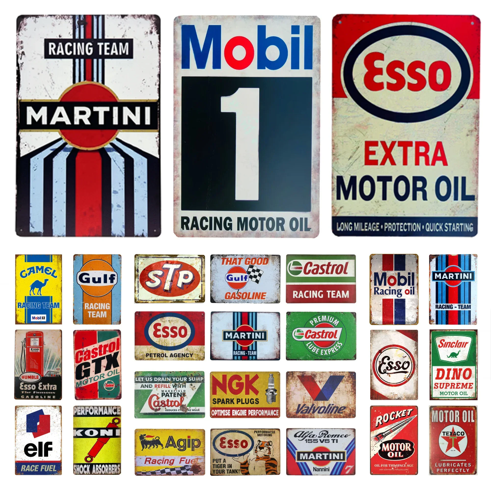 Home Decor Interior - Vintage-Style Motor Oil Gas Signs -