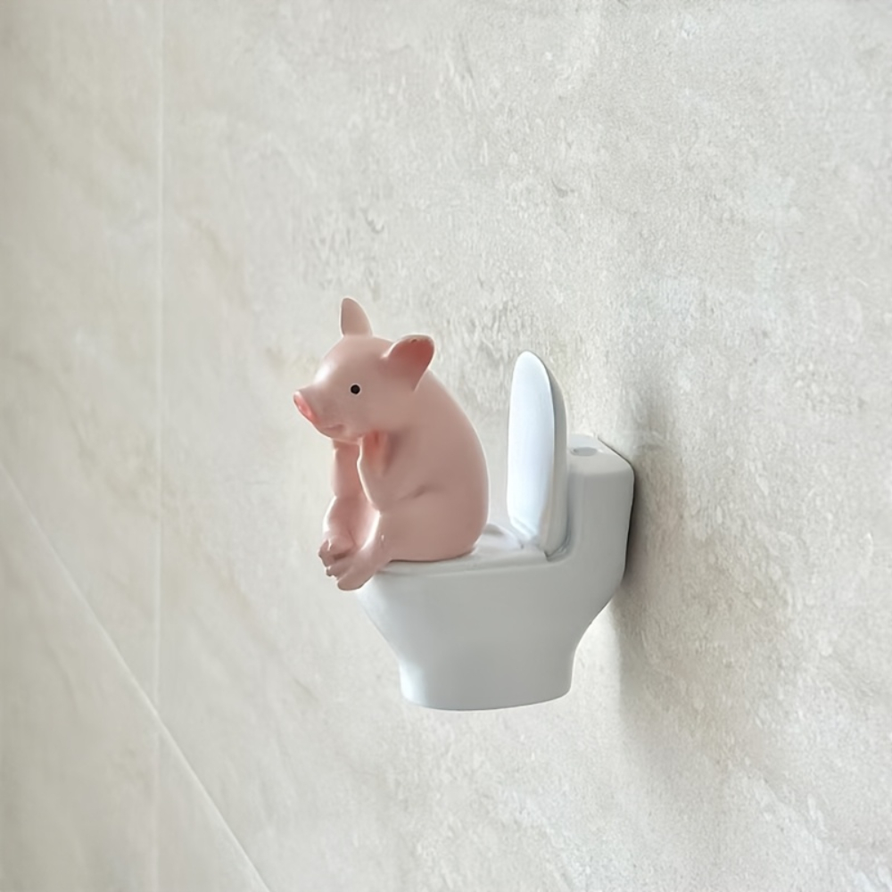 Home Decor Aesthetic Pinterest - Cute Pig Sitting on Toilet —