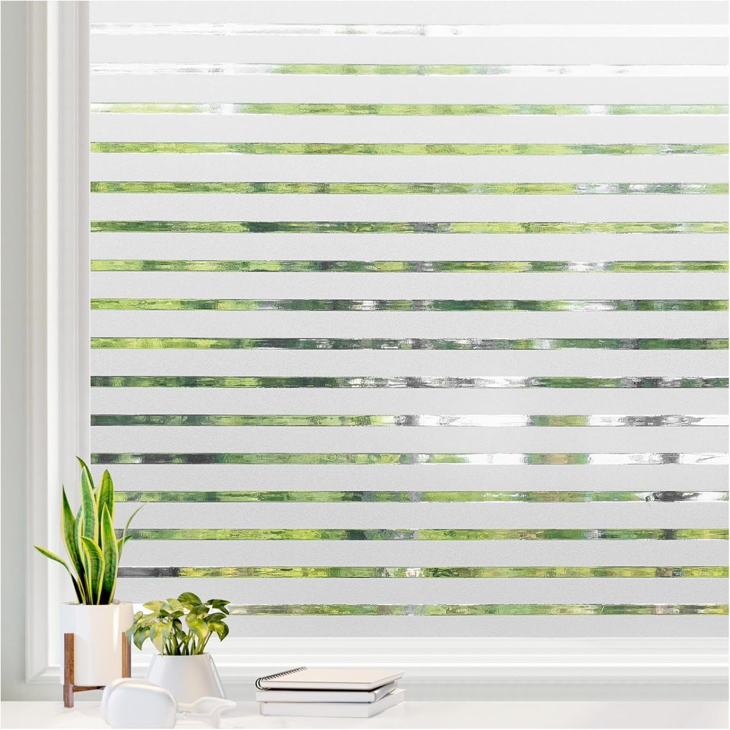 X Home Decor - Frosted Stripe Window Privacy Film, Static
