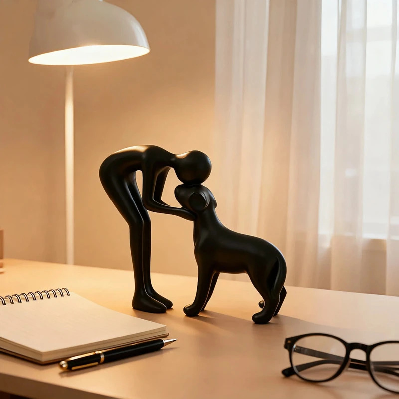 Home Decor Aesthetic Pinterest - Abstract Art Sculpture Figurine Black Dog