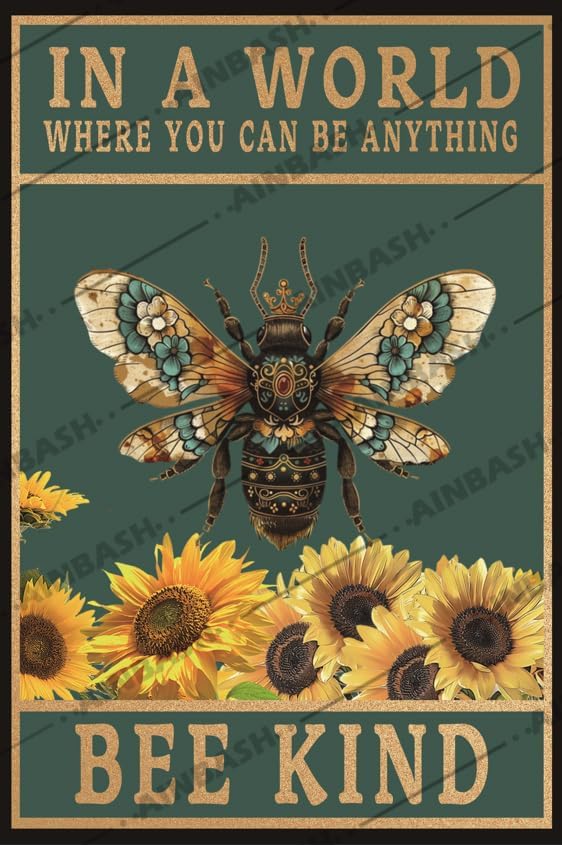 Home Decor Quotes - Vintage Bee Flower Metal Tin Sign