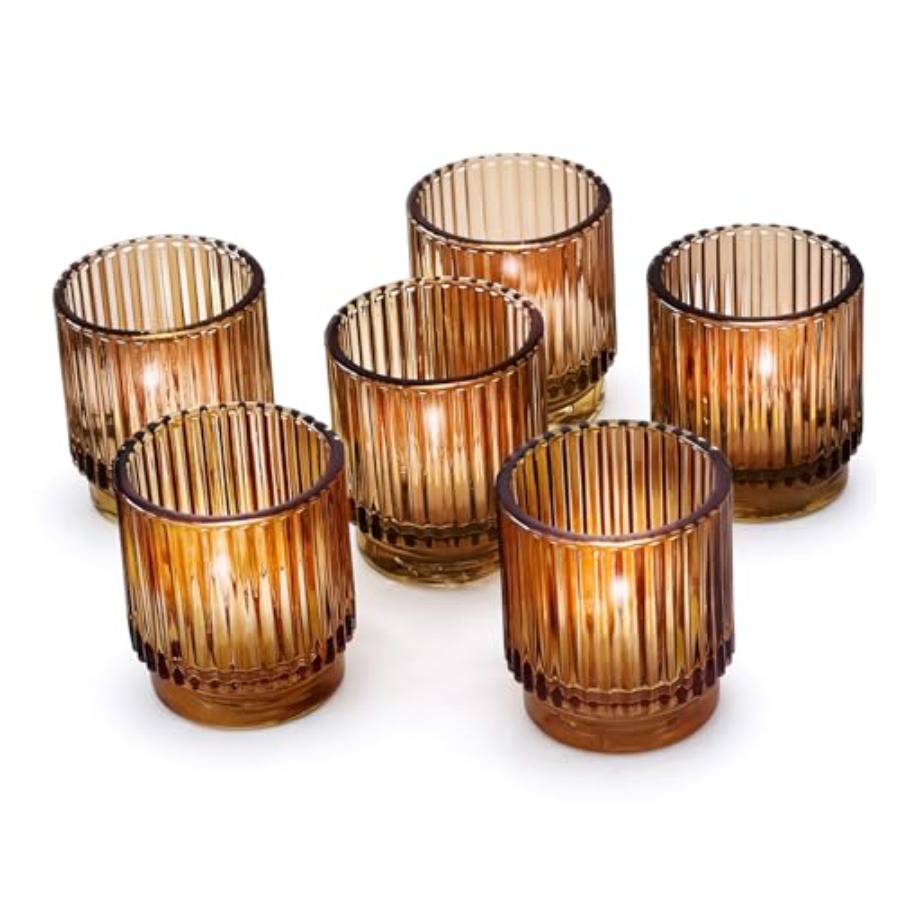 Home Decor Vintage - Vintage Glass Tealight and Amber Votive