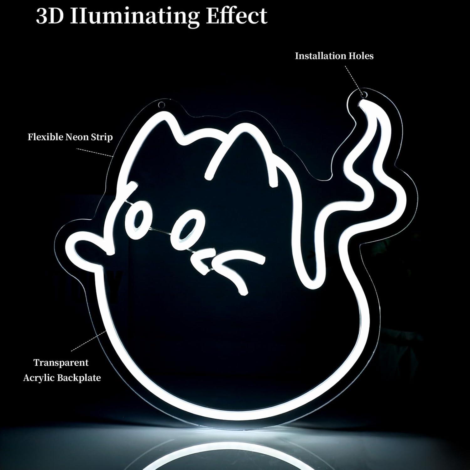 Cat Ghost Neon Sign USB Powere - Home Decor Game incelemesi ve fiyatı