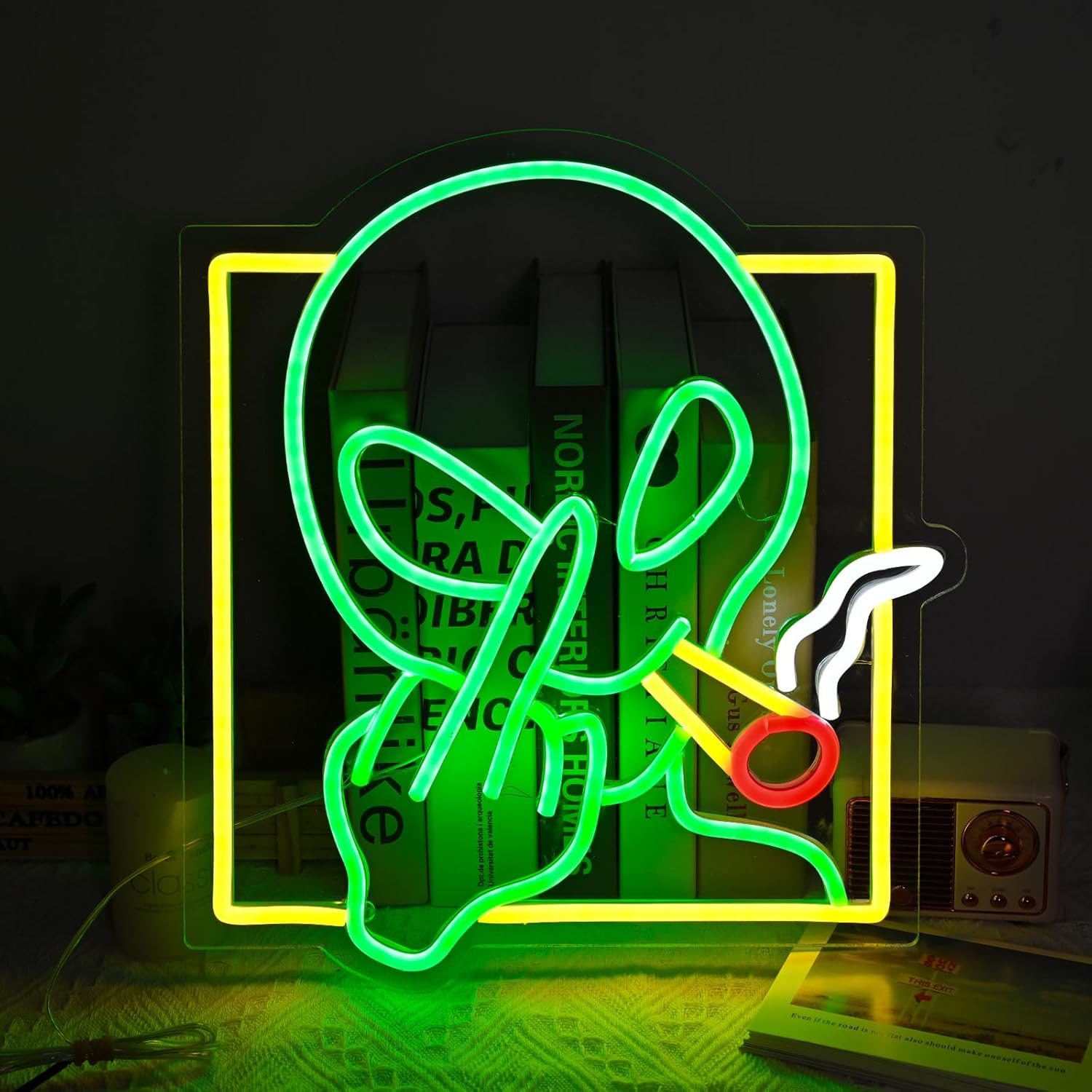 Green Alien Neon Sign Art Wall - Home Decor Game incelemesi ve fiyatı
