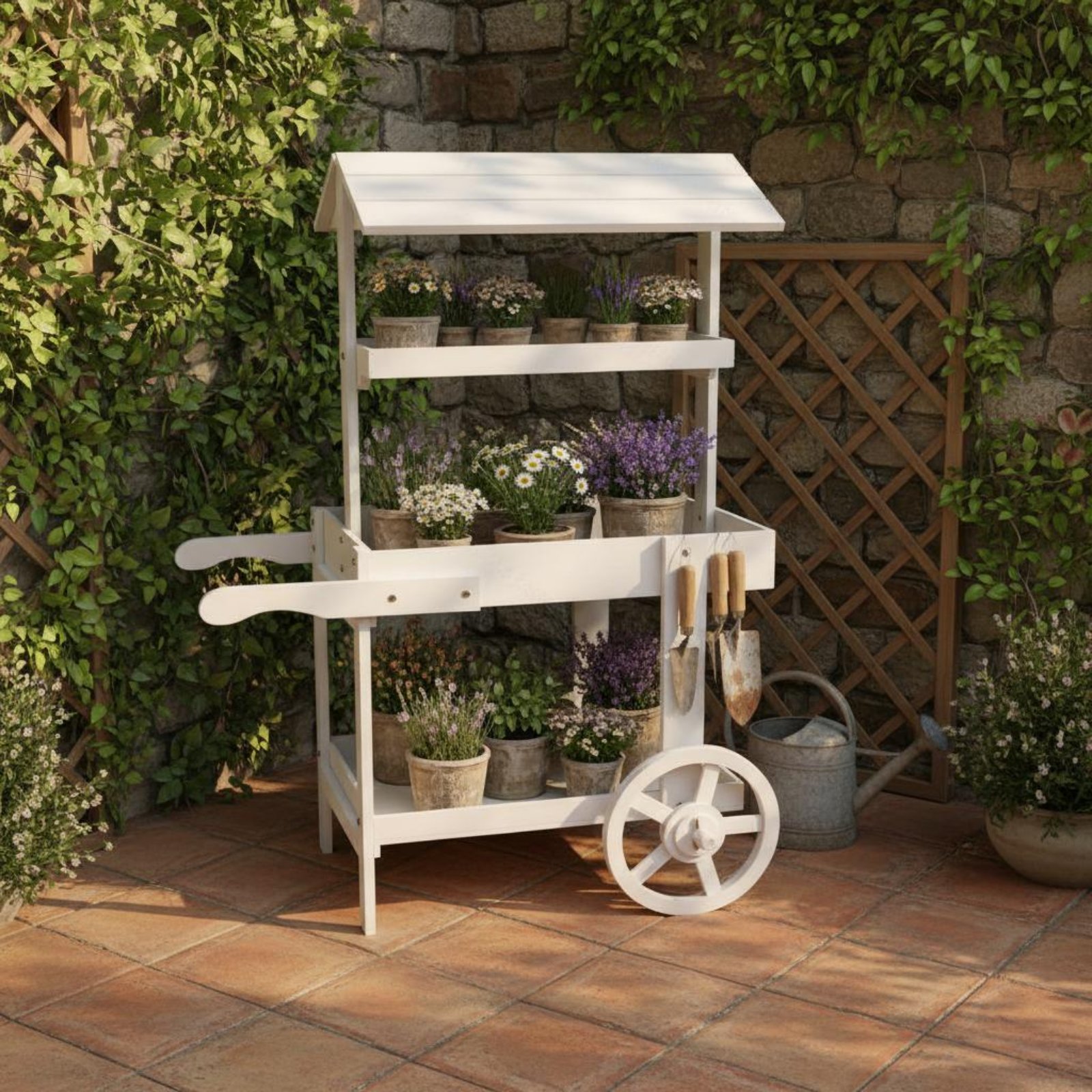 Wooden Flower Trolley Decorati - Home Decor Vintage incelemesi ve fiyatı