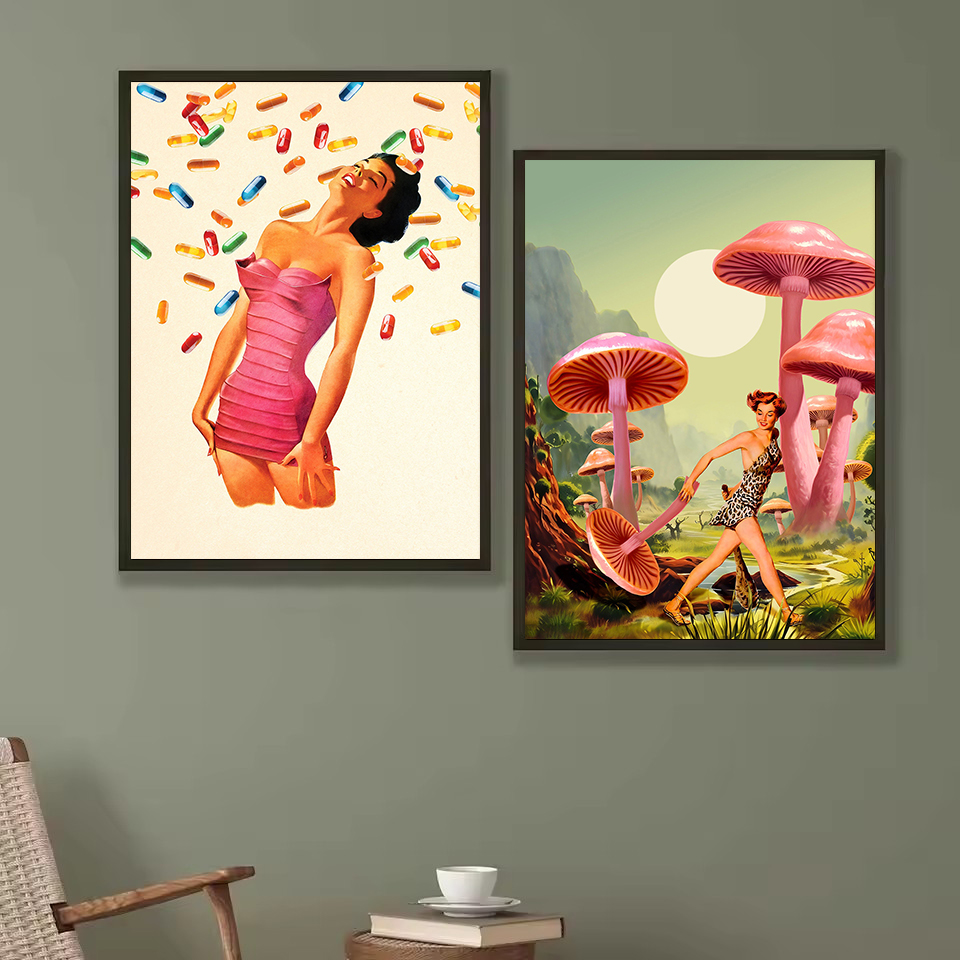 Retro Surreal & Trippy Mushroo - Home Decor Interior incelemesi ve fiyatı