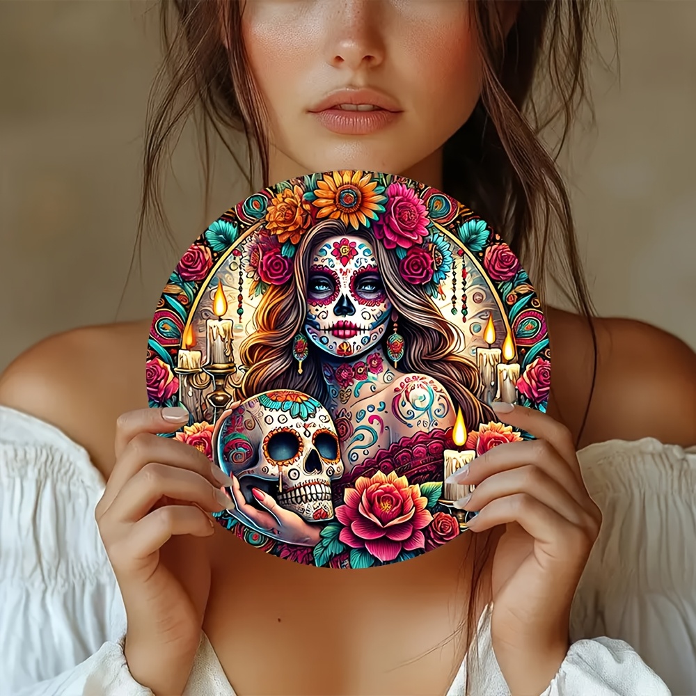 Mexican Sugar Skull Round Alum - Home Decor Interior incelemesi ve fiyatı
