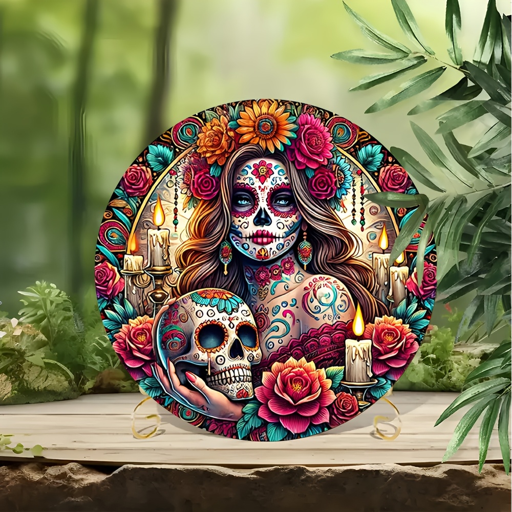 Mexican Sugar Skull Round Alum - Home Decor Interior incelemesi ve fiyatı