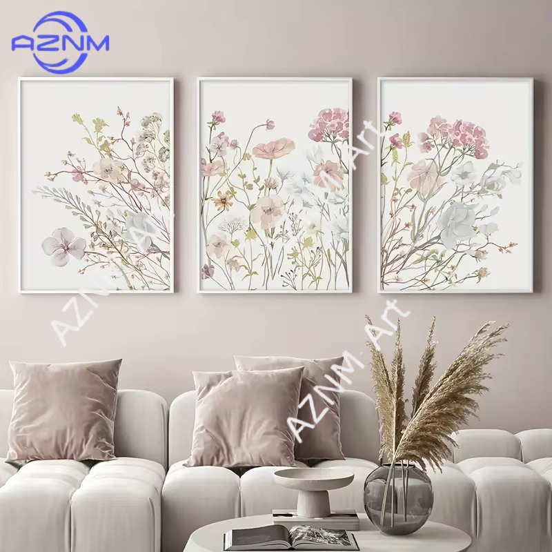 1PC/3PCS Pink Floral Canvas Ar - Home Decor Interior incelemesi ve fiyatı