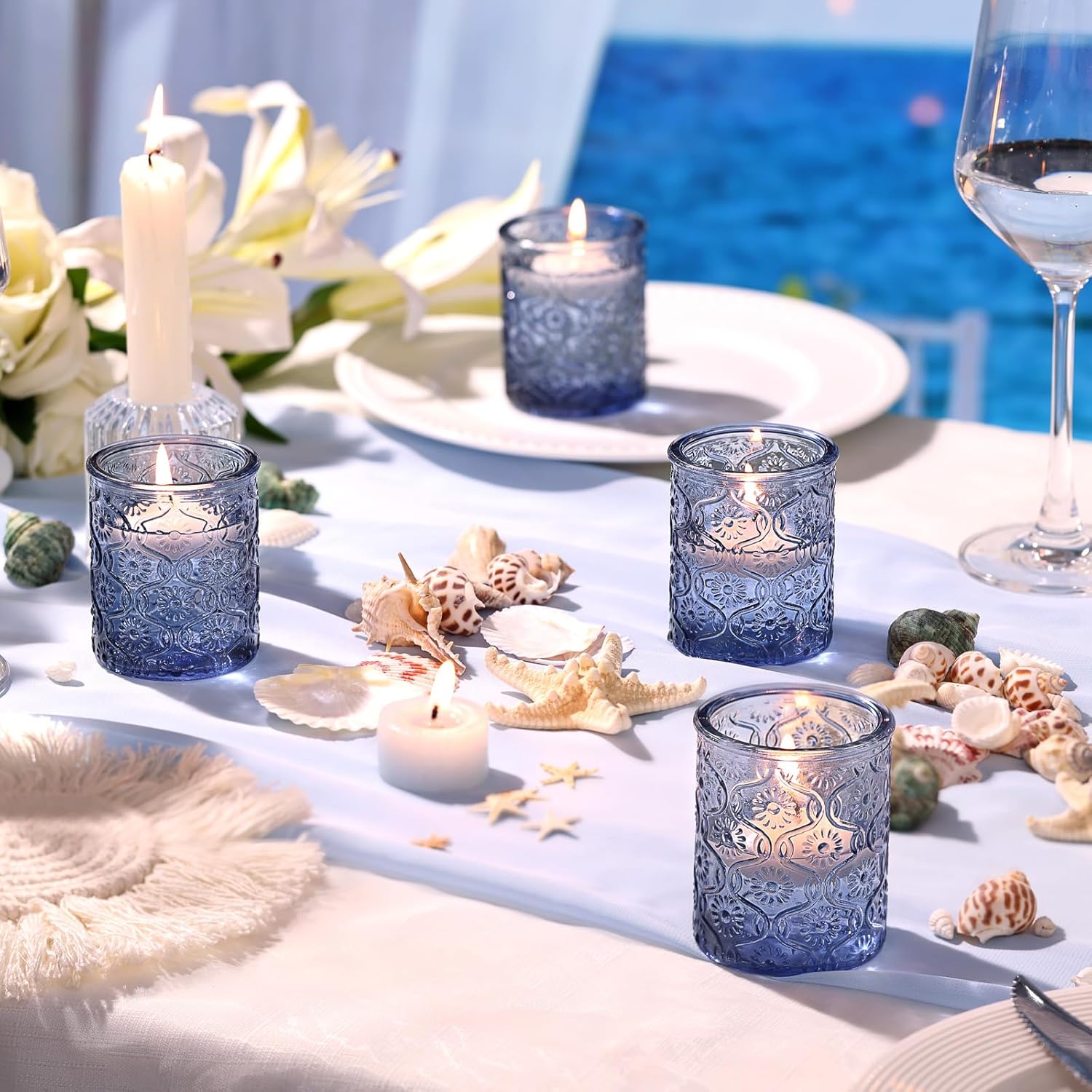 24pcs Blue Votive Candle Holde - Home Decor Vintage incelemesi ve fiyatı