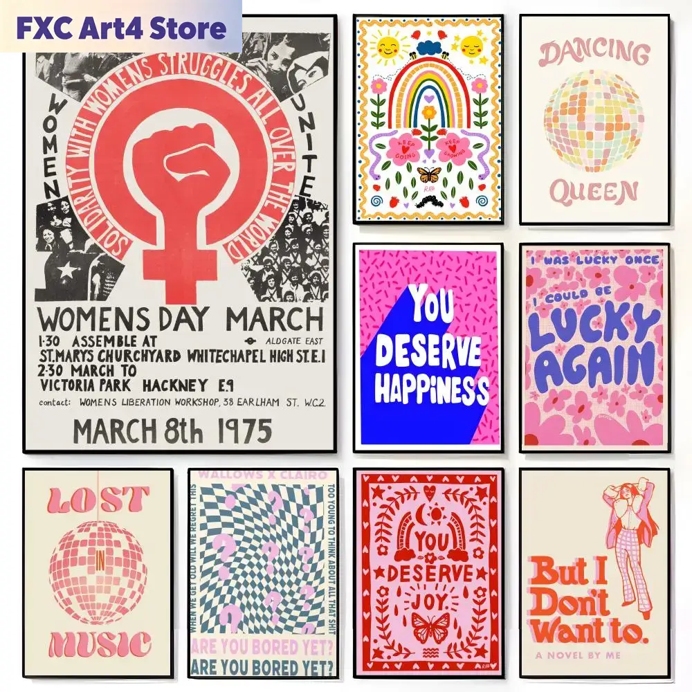 Frameless Abstract Feminist Co - Home Decor Quotes incelemesi ve fiyatı