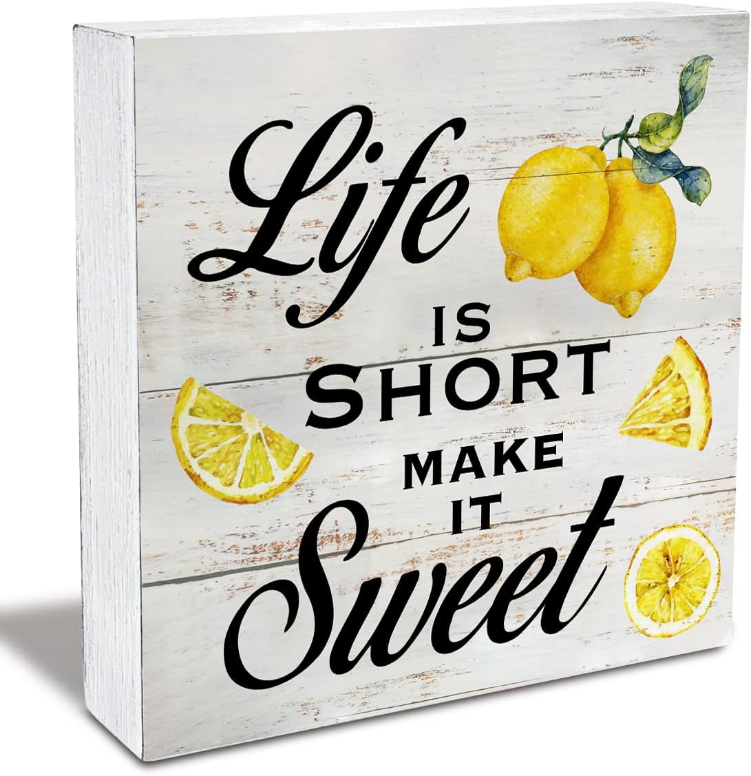 Wooden Box Sign with Lemon Pri - Home Decor Quotes incelemesi ve fiyatı