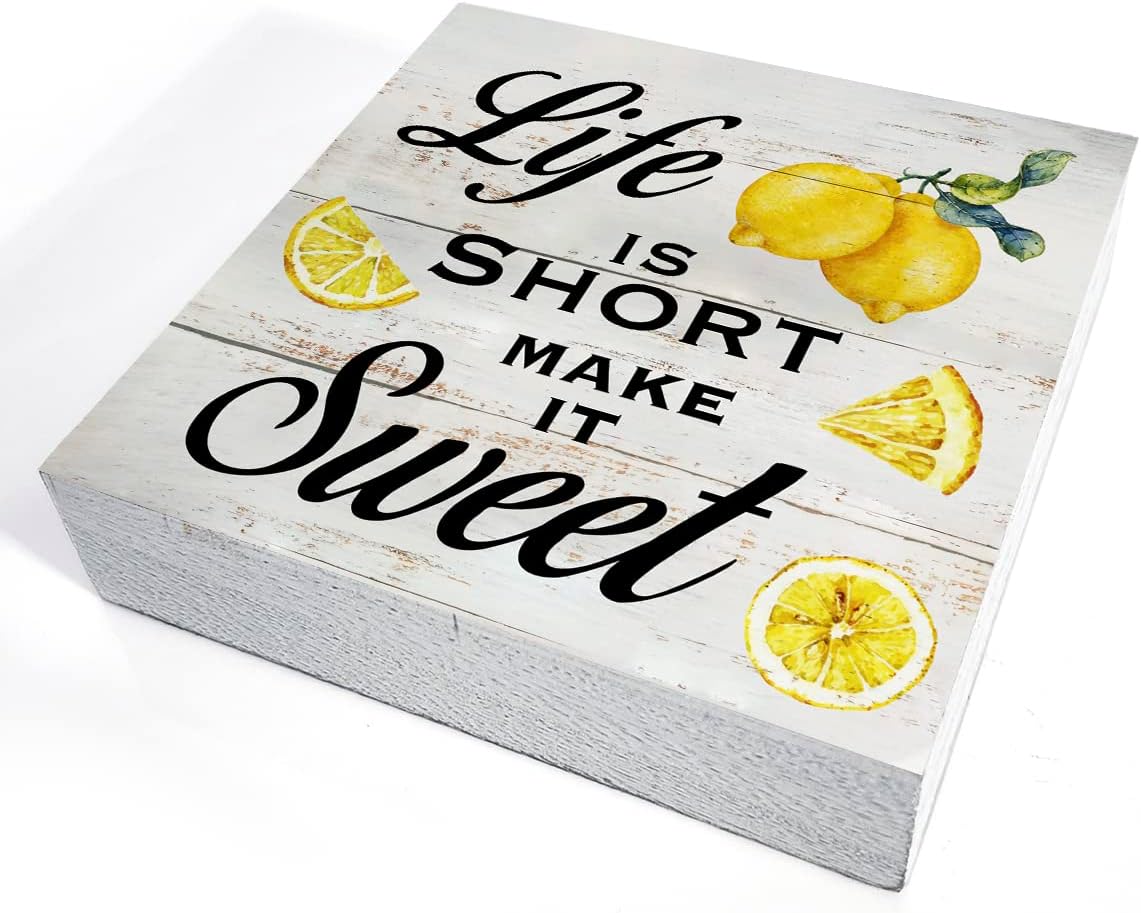 Wooden Box Sign with Lemon Pri - Home Decor Quotes incelemesi ve fiyatı