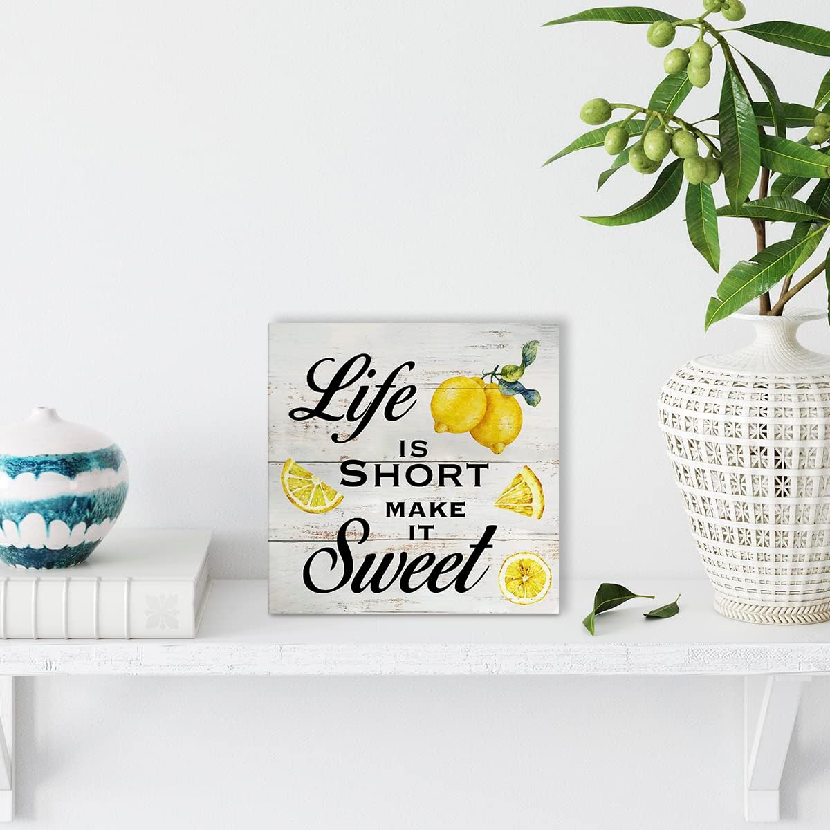 Wooden Box Sign with Lemon Pri - Home Decor Quotes incelemesi ve fiyatı